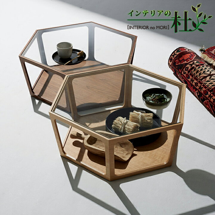 楽天市場】桜屋工業 リビングテーブル LT-69-N/W 六角形 ガラス天板 