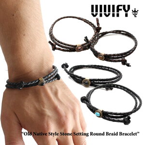 VIVIFY(���B���B�t�@�C�jOld Native Style Stone setting Round Braid Bracelet�yVFB-113�z�y�󒍐��Y �I�[�_�[���C�h�z�yVIVIFY �u���X���b�g�z