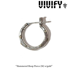 VIVIFY(ヴィヴィファイ)(ビビファイ) Hammered Hoop Pierce（M）w/gold【オーダーメイド受注生産】【キャンセル不可】【VIVIFY フープピアス】【VFP-178】【シルバー ゴールド】