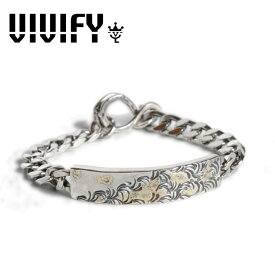 VIVIFY(ヴィヴィファイ)(ビビファイ)Arabesque Back Hallmarks ID Bracelet w/gold【VIVIFY ブレスレット】【VFB-192】【オーダーメイド ハンドメイド 受注生産】【キャンセル不可】