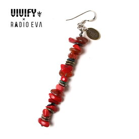 VIVIFY x RADIO EVAPebble ＆ Metal Chip's Pierce レッド（アスカ）【エヴァンゲリオン 公式アクセサリー evangelion】【受注生産 オーダーメイド】【VRE-884】【キャンセル不可】【vivify ピアス】