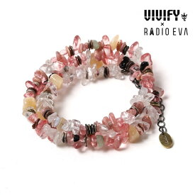 VIVIFY x RADIO EVAPebble ＆ Metal Chip's Beads Cord　ピンク(8号機)【エヴァンゲリオン 公式アクセサリー evangelion】【受注生産 オーダーメイド】【VRE-312】【キャンセル不可】【vivify ブレスレット】