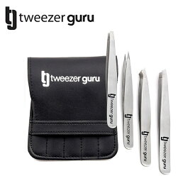 Tweezer guru 毛抜き ピンセット 眉毛抜き 精密 ステンレス 鼻毛 ヒゲ とげぬき 黒ずみ 角栓 角質取り 4本入り