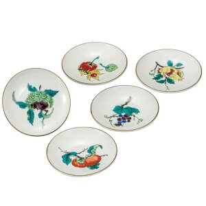 【代引不可】  【九谷焼】 3.2号皿揃・果実絵変り K8-14 K9-45