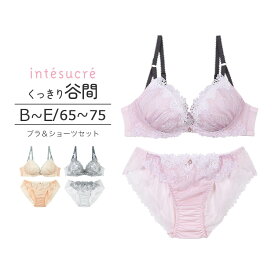 【50％OFF】アンテシュクレ intesucre 毎日フィットブラ Wパッドボリュームタイプ ブラセット くっきり谷間メイク BCDEカップ アンダー65/70/75cm IBT334