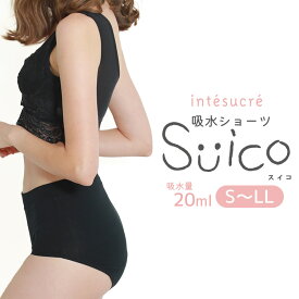 アンテシュクレ intesucre Suico スイコ 吸水ショーツ 抗菌 消臭 吸水量20ml サニタリーショーツ ウイング対応 全1色 S-LL TSE006 日本製