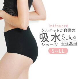 【LINEお友達クーポン配布中】アンテシュクレ intesucre Suico スイコ 吸水ショーツ 抗菌 消臭 吸水量20ml いつでも使えるサニタリーショーツ ウイング対応 S/M/L/LL TSE006 日本製 漏れ対策 尿もれ 生理 響きにくい 防水