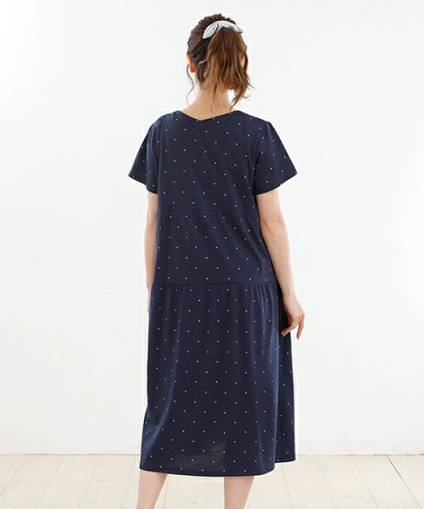 新品 ELLE 前開き 半袖 ワンピース オフホワイト マタニティ M～L 
