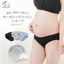 【メール便可】【ポイント10倍★1/16 1:59迄】犬印本舗 マタニティショーツ 肌にやさしい ショーツ 浅ばきタイプ 綿100％ オーガニックコットン | M L LL ローライズ 綿 コットン オーガニック レディース 締め付けない ストレスフリー マタニティインナー