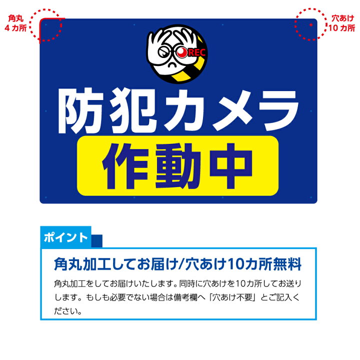 楽天市場 防犯 カメラ 作動中 録画中 監視 屋外 看板 不審者 対策 パネル 大きい 警戒 警告 900 600mm 管理 マンション 駐車場 店 目立つ わかりやすい イタズラ 防止 事故 英語 シンプル イラスト ピクト 角丸 無料 穴あけ 結束バンド付 選べる