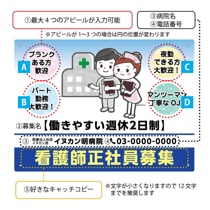 楽天市場 看護師 募集 求人 正社員募集 パネル W300 H2mm 看板 スタッフ パート 病院 クリニック 医院 診療所 福祉施設 老人ホーム 名入れ セミオーダー 屋外ok 屋内 かわいい イラスト デザイン アピール 文字打ち替え 自由度高い クリックポスト ポストにお届け 業務 楽天市場 看護師 募集 求人 正社員募集 パネル W300 H2mm 看板 スタッフ パート 病院 クリニック 医院 診療所 福祉施設 老人ホーム 名入れ セミオーダー 屋外ok 屋内 かわいい イラスト デザイン アピール 文字打ち替え 自由度高い クリックポスト ポストにお届け 業務