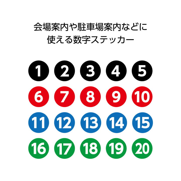 楽天市場 駐車場 番号 シール ステッカー 数字 1 2 3 4 5 6 7 8 9 10 11 12 13 14 15 16 17 18 19 屋外用 防水 案内 誘導 目印 Uvカット 会場