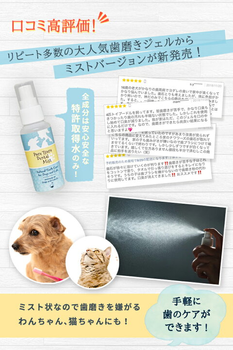 楽天市場 ミスト歯磨き 80ml 犬 デンタルケア わんこの 犬 歯石除去 歯垢 犬 歯石取り 猫 歯石取り 犬 口臭 犬 歯磨き粉 歯磨きミスト 猫 無添加 口臭予防 安心安全な100 天然由来 歯磨きミスト ピュアツルミスト 犬猫博士の研究所