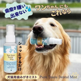 ミスト歯磨き 60mL 犬 デンタルケア わんこの 犬 歯石除去 歯垢 犬 歯石取り 猫 歯石取り 犬 口臭 犬 歯磨き粉 歯磨きミスト 猫 無添加 口臭予防 安心安全な100％天然由来！歯磨きミスト ピュアツルミスト