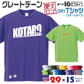 【送料無料】 グレートデーン 愛犬ロゴ ドライTシャツ シルエット オリジナル ドッグ ウェア 愛犬 名入れ Tシャツ ギフト ペット ティーシャツ 服 犬 プレゼント いぬ イヌスキ 半袖 スポーツ 飼主 オーダー デザイン ロゴ キッズ メンズ 大型犬