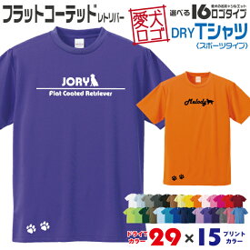 【送料無料】 フラッティ 愛犬ロゴ ドライTシャツ シルエット オリジナル ドッグ ウェア 愛犬 名入れ Tシャツ ギフト ペット ティーシャツ 服 犬 プレゼント いぬ イヌスキ 半袖 スポーツ 飼主 オーダー デザイン ロゴ キッズ メンズ フラットコーテッドレトリバー