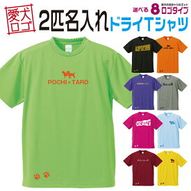 【送料無料】 愛犬 2匹 名入れ ドライT 多頭飼 シルエット 78犬種 オリジナル オーダー 飼主 ドッグ ウェア tシャツ ギフト ペット 犬 いぬ 服 夏物 ロゴ メッシュ ドライTシャツ Tシャツ イヌスキ