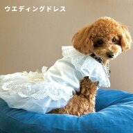 犬服 刺繍 ウェディングドレス 小型犬 ホワイト レース リボン 結婚式 犬屋 Inuya Plus