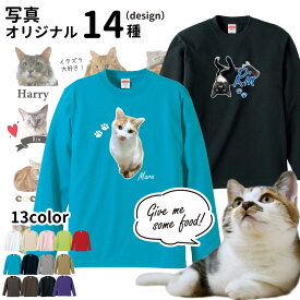 【愛猫 写真 名入れ オーナー用 オリジナル 長袖 Tシャツ】 名前入れ グッズ いぬや 猫 ねこ ネコ 柄 グッズ お誕生日 プレゼント メモリアル ペット 思い出 記念 オリジナル 可愛い うちのこ お祝い ホワイトデー オリジナルグッズ 名入れ