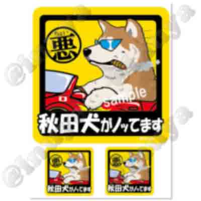 楽天市場 犬 ステッカー シール 秋田犬 ちょい悪 犬 ちょい悪 正方形セット 大型犬 犬屋 いぬや 送料無料 犬屋楽天市場店