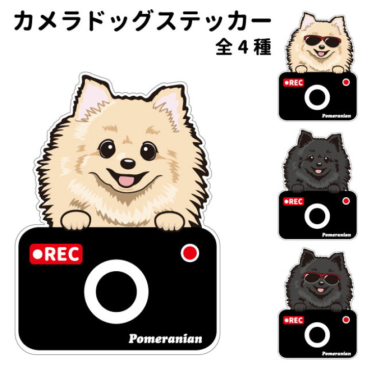 楽天市場 ステッカー カメラ ハッピー グラサン ポメラニアン 犬 ドライブレコーダー かわいい 車用 ドラレコ あおり運転 防止 窓 録画 おでかけ 可愛い 犬屋 いぬや 型抜き 切り抜き 犬屋楽天市場店