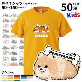 【 名入れ 子供 Tシャツ 半袖 「カラー」くたいぬ デザイン 】 犬屋 オリジナル CAB5001 】