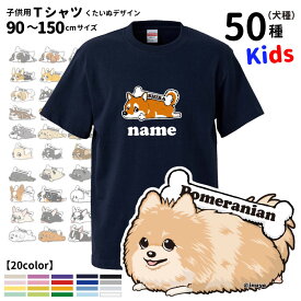 【名入れ 子供 Tシャツ 半袖 「カラー」くたいぬ デザイン】 犬屋 オリジナル CAB5001】