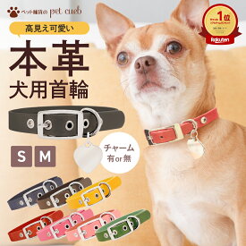 ランキング1位 獲得★ 犬 猫 首輪 本革 レザー カラー 9種 ペット用品 おしゃれ かわいい 小型犬 中型犬 Sサイズ Mサイズ メール便 送料無料