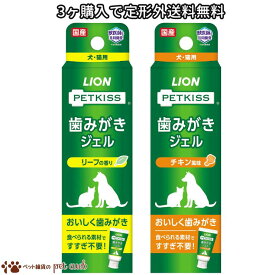 3ヶ購入で定形外送料無料 250g PETKISS 歯みがきジェル リーフの香り 40g PK歯みがきジェルチキン風味40g PETKISS 歯みがきジェル ペットキッス ライオン LION 国産 犬用 猫用 口臭スッキリ 歯みがき 使いやすいジェルタイプ