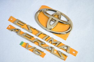 50系エスティマ ゴールドエンブレム4点SET  INVENTER/grow/メッキ/ブラッククローム/ゴールド/車エンブレム/車パーツ/