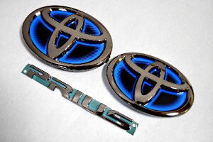 ZVW30系プリウス ブラックメッキエンブレム3点SET  INVENTER/grow/メッキ/ブラッククローム/ゴールド/車エンブレム/車パーツ/