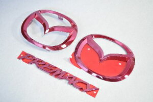 CWEFWプレマシー レッドメッキエンブレム3点SET  INVENTER/grow/メッキ/ブラッククローム/ゴールド/車エンブレム/車パーツ/