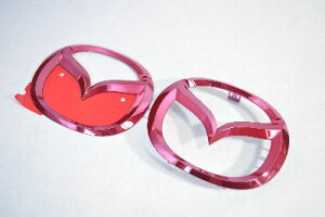 CWEFWプレマシー フロント/リアマツダマーク レッドメッキエンブレム  INVENTER/grow/メッキ/ブラッククローム/ゴールド/車エンブレム/車パーツ/