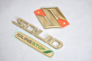 MA15 ソリオ ゴールドメッキエンブレムリア3点SET  INVENTER/grow/メッキ/ブラッククローム/ゴールド/車エンブレム/車パーツ/