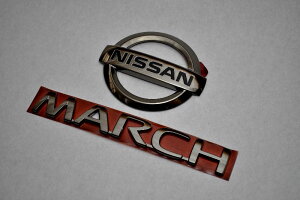 K12 マーチ ブラックメッキエンブレムリア2点SET  INVENTER/grow/メッキ/ブラッククローム/ゴールド/車エンブレム/車パーツ/