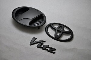 NCP130ヴィッツ マットブラックorピアノブラックエンブレム 3点SET  INVENTER/grow/メッキ/ブラッククローム/ゴールド/車エンブレム/車パーツ/