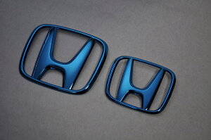 RU1 ヴェゼル ブルーメッキエンブレムフロント/リアHマーク2点SET  INVENTER/grow/メッキ/ブラッククローム/ゴールド/車エンブレム/車パーツ/