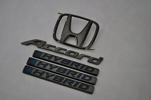 CR7 アコードハイブリッド ブラックメッキエンブレムリア5点SET  INVENTER/grow/メッキ/ブラッククローム/ゴールド/車エンブレム/車パーツ/