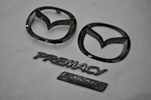 CWEFW/CWFFW プレマシー ブラックメッキエンブレム4点SET  INVENTER/grow/メッキ/ブラッククローム/ゴールド/車エンブレム/車パーツ/