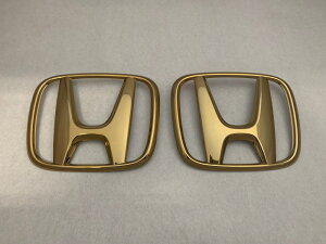 RK ステップワゴンスパーダ ゴールドメッキエンブレム フロント/リアHマーク2点SET  INVENTER/grow/メッキ/ブラッククローム/ゴールド/車エンブレム/車パーツ/