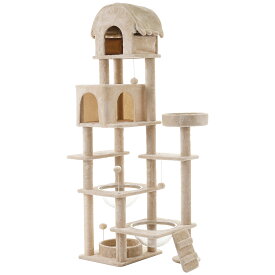 【スーパーセール限定価格】キャットタワー ネコタワー 猫タワー 多頭飼い 高さ174cm 宇宙船 隠れ家 据え置き型 ネコ タワー おしゃれ タワー 大型 可愛い ポンポンおもちゃ 付き 大型猫 子猫 爪研ぎ クリスマス