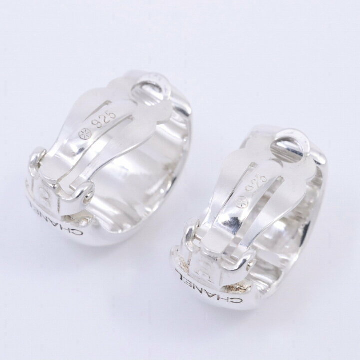 楽天市場】【中古】CHANEL シャネル ロゴ フープ イヤリング シルバー 