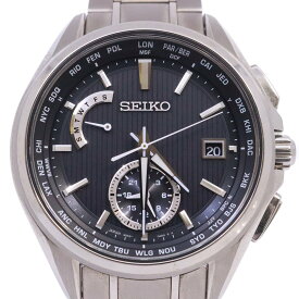 【中古】SEIKO セイコー ブライツ フライトエキスパート ソーラー電波 メンズ 腕時計 チタン 黒文字盤 SAGA287 / 8B63-0AV0【いおき質店】管理2