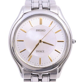 【中古】SEIKO セイコー ドルチェ ラウンド型 クォーツ メンズ 腕時計 シェル文字盤 純正SSベルト SACL009 / 8J41-6030【いおき質店】