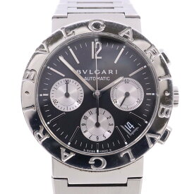 【中古】BVLGARI ブルガリブルガリ クロノグラフ 自動巻き メンズ 腕時計 黒文字盤 純正SSベルト BB38SSCH【いおき質店】