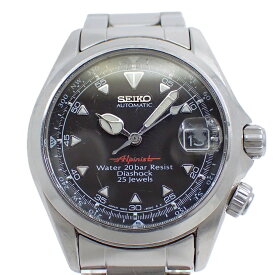 【中古】SEIKO セイコー アルピニスト 自動巻き メンズ 腕時計 黒文字盤 純正SSベルト SCVF005 / 4S15-6000【いおき質店】
