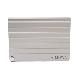 【中古】RIMOWA リモワ 名刺入れ カードケース アルミニウム製 シルバー×グリーン【いおき質店】