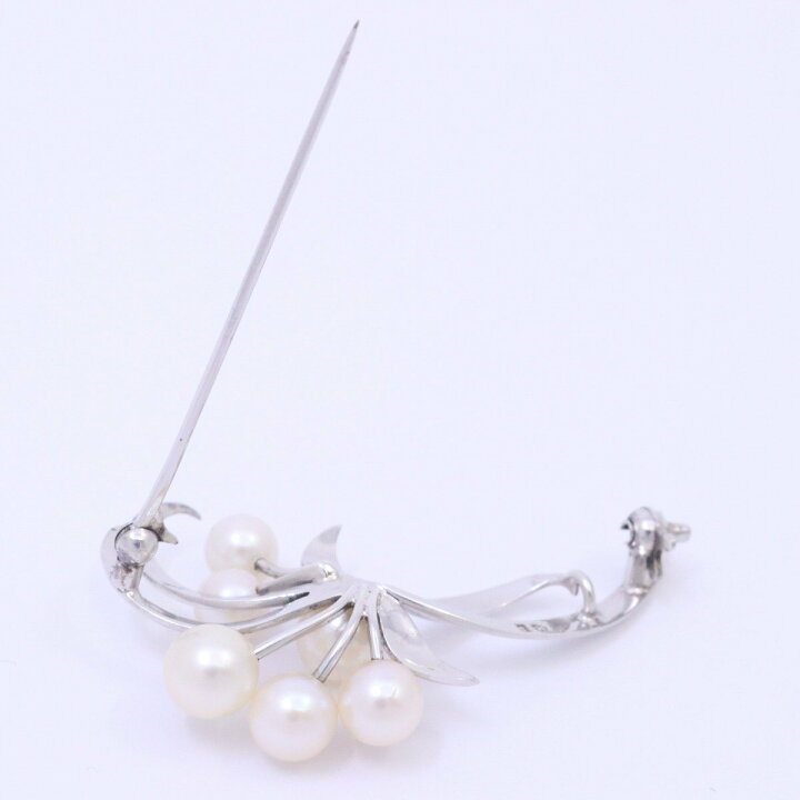 MIKIMOTO ミキモト リーフ リボンモチーフ ブローチ シルバー/パール3  