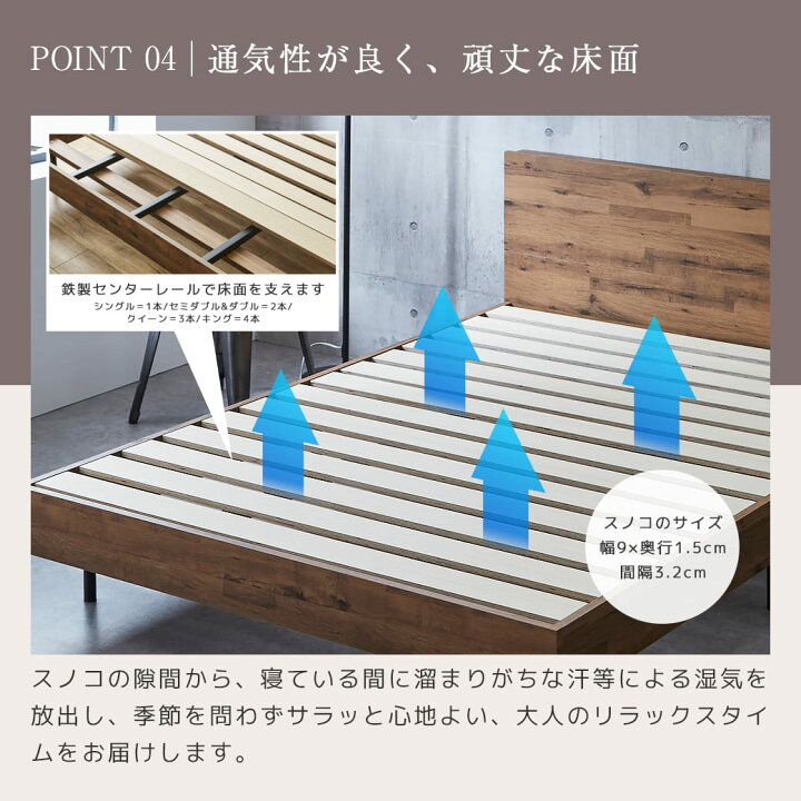 楽天市場】アーヴィング すのこベッド 棚付きベッド シングル 