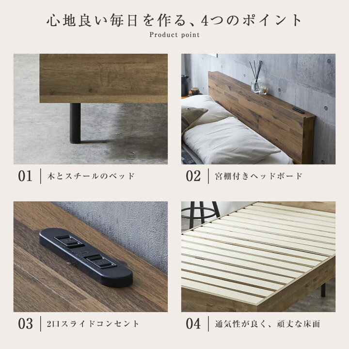楽天市場】アーヴィング すのこベッド 棚付きベッド シングル 